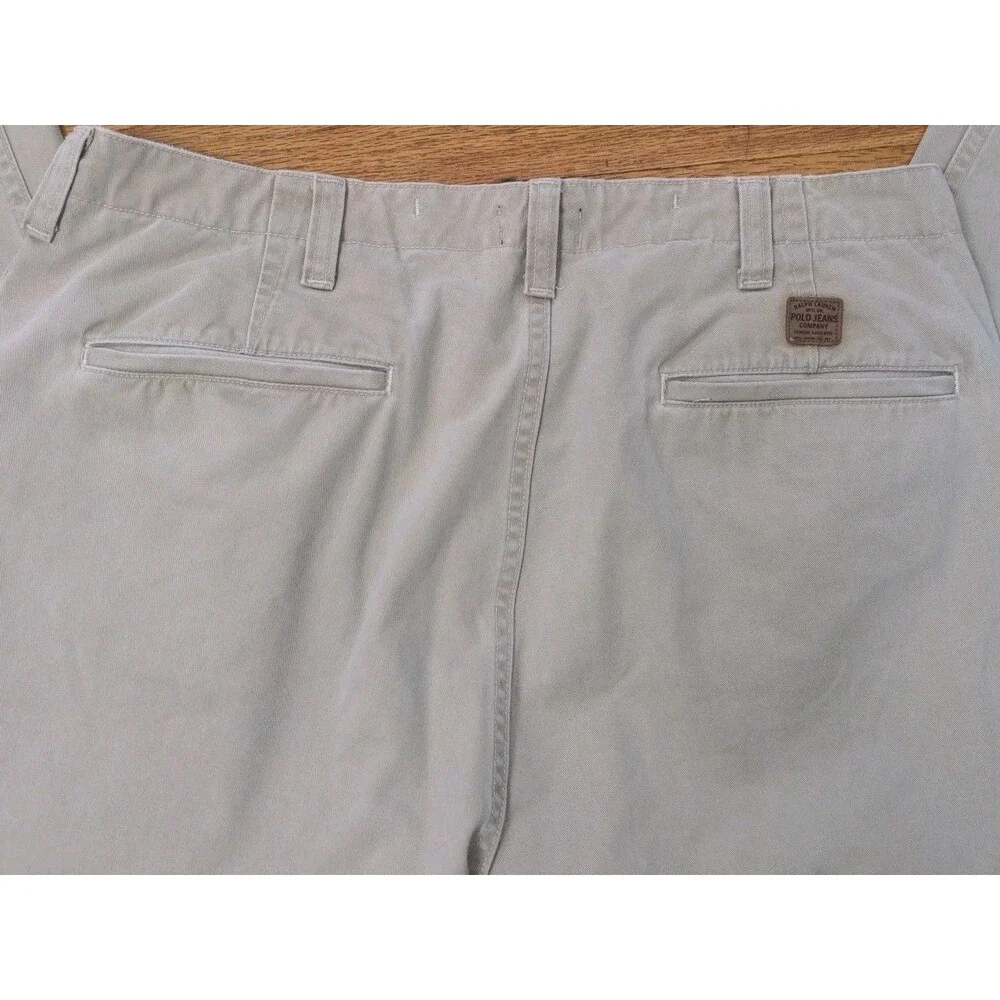 Vtg Ralph Lauren Polo Jeans Co Pants Mens 36x32 Khaki Canvas 100% Cotton EUC